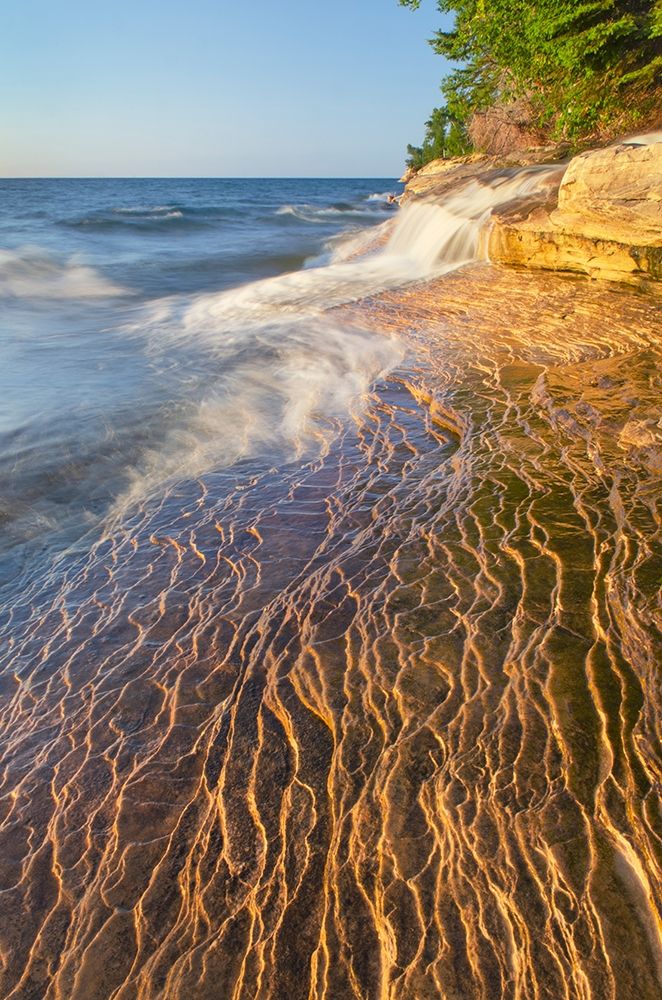 Elliot Falls flowing over layers of Au Train Formation sandstone at Miners Beach art print by Alan Majchrowicz for $57.95 CAD
